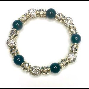 Black & Silver Crystal & Bead Rhinestone Bracelet